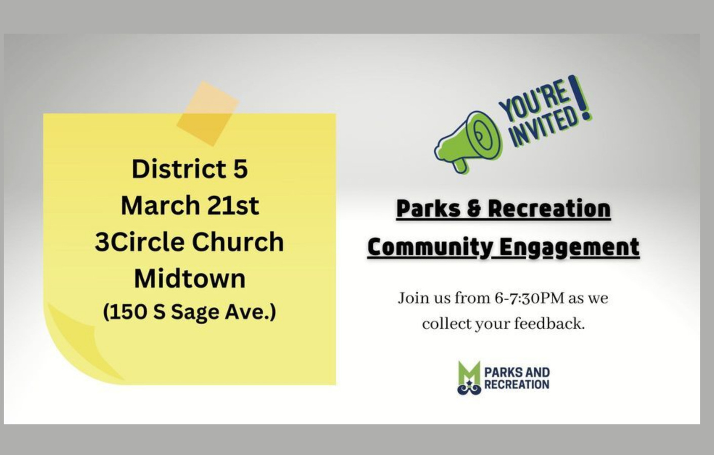 PARKS AND RECREATION COMMUNITY ENGAGEMENT DISTRICT 5