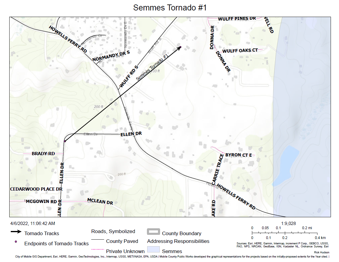 Semmes Tornado 1 (Ellen Drive, Howell's Ferry and Wulff Road South)