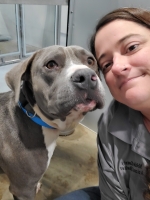 photo of woman with dog